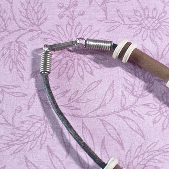 Vintage Floral Beaded Necklace Roses Yellow Flower White Brown Bead Spring Clasp - Picture 4 of 4